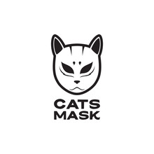 Samurai Cat Mask Black Logo Design Vector Graphic Symbol Icon Sign Illustration Creative Idea