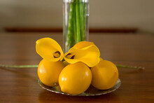 Meyer Lemons With Yellow Calla Lilies