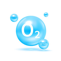 oxygen o2 molecule models blue and chemical formulas. natural gas. for decoration oxygen cosmetics. 