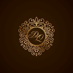 DQ initial letter luxury monogram logo, elegant ornamen jewelry, emblem of love shape heart