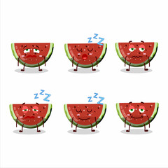 Wall Mural - Cartoon character of watermelon gummy candy with sleepy expression