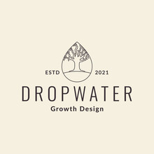 Hipster Drop Water With Big Tree Logo Design Vector Graphic Symbol Icon Sign Illustration Creative Idea