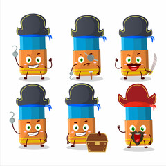 Poster - Cartoon character of orange eraser with various pirates emoticons