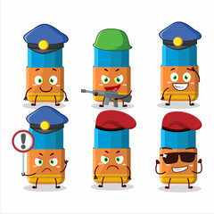 Sticker - A dedicated Police officer of orange eraser mascot design style