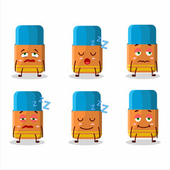 Sticker - Cartoon character of orange eraser with sleepy expression