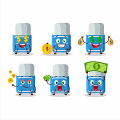 Canvas Print - Blue eraser cartoon character with cute emoticon bring money