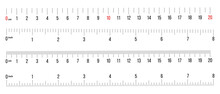 Marking Rulers 20 Cm, 8 Inch. Length Measurement Scale Chart. Vector Ruler Illustration
