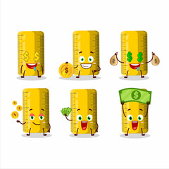 Wall Mural - Yellow ruler cartoon character with cute emoticon bring money