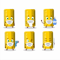 Sticker - A picture of yellow ruler cartoon design style keep staying healthy during a pandemic