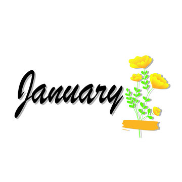 january with yellow flowers design