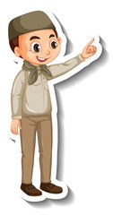 Poster - Muslim boy in safari outfit cartoon character sticker