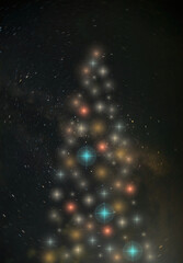 Wall Mural - Shining Christmas tree  of stars against the background of the night sky