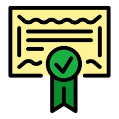 Poster - Quality diploma icon. Outline quality diploma vector icon color flat isolated