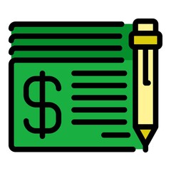 Poster - Money papers icon. Outline money papers vector icon color flat isolated