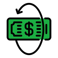Poster - money dollar icon. outline money dollar vector icon color flat isolated