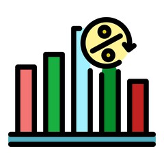 Poster - Graph percent icon. Outline graph percent vector icon color flat isolated