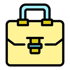 Poster - Bank suitcase icon. Outline bank suitcase vector icon color flat isolated