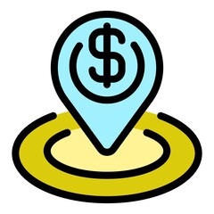 Poster - Bank location icon. Outline bank location vector icon color flat isolated