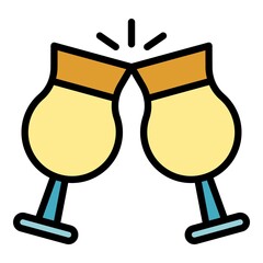 Sticker - Cheers friend pub icon. Outline cheers friend pub vector icon color flat isolated
