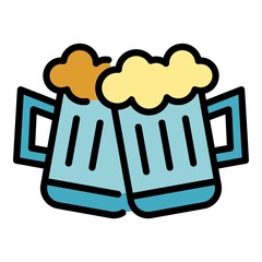Poster - Cheers beer mug icon. Outline cheers beer mug vector icon color flat isolated