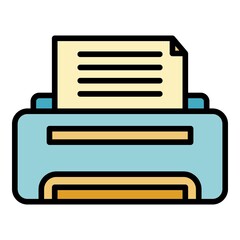 Poster - Printing report icon. Outline printing report vector icon color flat isolated