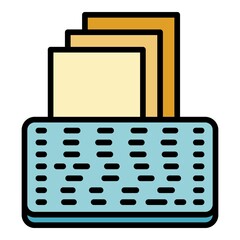 Poster - Paper report icon. Outline paper report vector icon color flat isolated