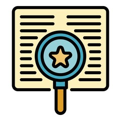 Poster - Search star report icon. Outline search star report vector icon color flat isolated