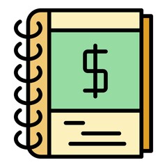 Poster - Notebook money report icon. Outline notebook money report vector icon color flat isolated