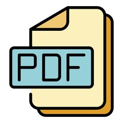 Poster - Online pdf report icon. Outline online pdf report vector icon color flat isolated