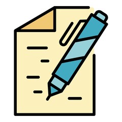Poster - Writing report icon. Outline writing report vector icon color flat isolated