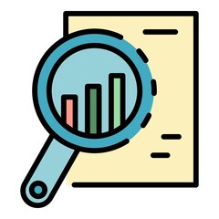 Poster - Graph chart report icon. Outline graph chart report vector icon color flat isolated