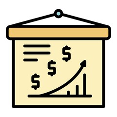 Poster - Grow up finance report banner icon. Outline grow up finance report banner vector icon color flat isolated