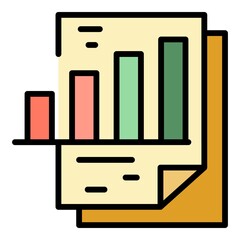 Poster - Office graph report icon. Outline office graph report vector icon color flat isolated