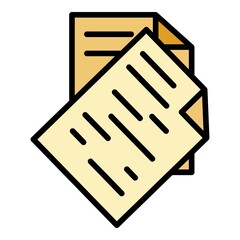 Poster - File paper report icon. Outline file paper report vector icon color flat isolated
