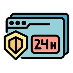 Poster - Safe online shop icon. Outline safe online shop vector icon color flat isolated