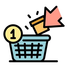 Poster - Online cart icon. Outline online cart vector icon color flat isolated