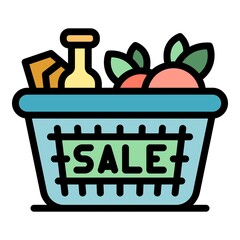 Poster - Cart sale icon. Outline cart sale vector icon color flat isolated
