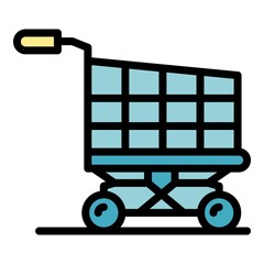 Poster - Shopping cart icon. Outline shopping cart vector icon color flat isolated