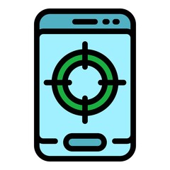 Wall Mural - Phone target icon. Outline phone target vector icon color flat isolated