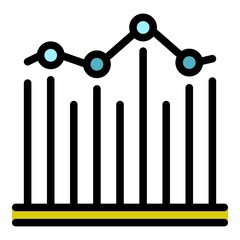 Poster - Results chart icon. Outline results chart vector icon color flat isolated