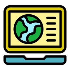 Poster - Marketing laptop icon. Outline marketing laptop vector icon color flat isolated