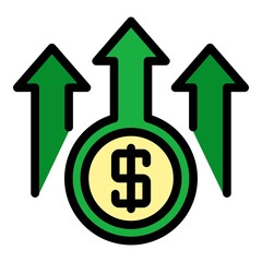 Poster - Raise money icon. Outline raise money vector icon color flat isolated
