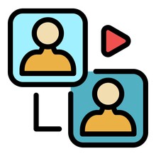 Video Chat Icon. Outline Video Chat Vector Icon Color Flat Isolated