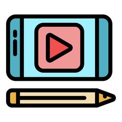 Poster - digital phone course icon. outline digital phone course vector icon color flat isolated