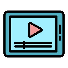 Poster - Tablet course icon. Outline tablet course vector icon color flat isolated