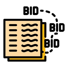 Poster - Auction paper icon. Outline auction paper vector icon color flat isolated