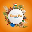 happy republic day India greetings. vector illustration design.