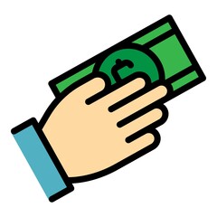 Poster - Auction money icon. Outline auction money vector icon color flat isolated
