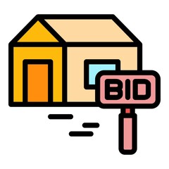 Poster - house bid icon. outline house bid vector icon color flat isolated