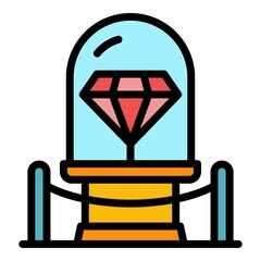Poster - Diamond auction icon. Outline diamond auction vector icon color flat isolated